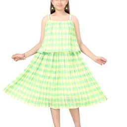 BAESD Checked Georgette Fit & Flare Dress-image-52
