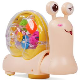 NEGOCIO Transparent Electric Gear Snail Car with Flashing Lights and Music, Automatically Change Direction, Battery Operated Bump & Go Action Toy- PACK OF 1- COLOR MAY VARY image 2