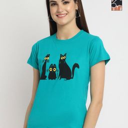 Tromko Women Pack of 2 Typography Printed Round Neck Cotton Regular Fit T-shirts-picture-41