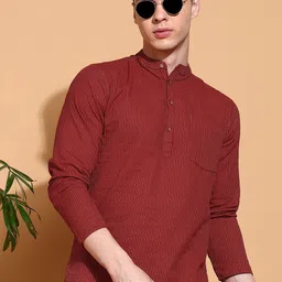 FUBAR Men Geometric Printed Mirror Work Kurta-25