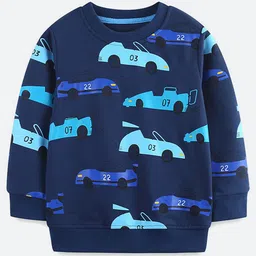 Oh Rare Boy Car Printed Round Neck Long Sleeves Pullover Sweatshirt-image-60