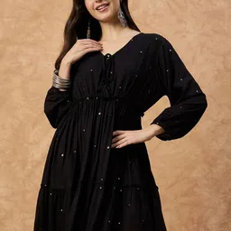 DRAPE AND DAZZLE Embellished Fit & Flare Dress-picture-36