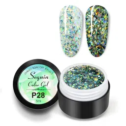 BELLE GAGA Peacock Foil Sequin Gel Glitter Color Gel Nail Polish - 5 ml - Shade P28-picture-9