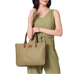 Lavie Womens Beige Mono Ll Regina Tote Bag with Detachable Strap (L)-picture-38