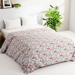 BIANCA Victoria White & Orange Printed Pure Cotton AC Room 150 GSM Double Bed Comforter-picture-19