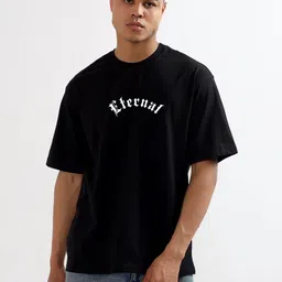 CODE OF HONOUR Eternal Printed Round Neck Drop-Shoulder Sleeves Cotton Oversized T-shirt-picture-2
