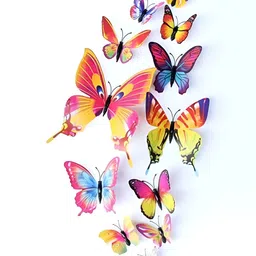INDIAN ROYALS Red & Yellow 3D Butterfly Self Adhesive Wall Sticker-image-45