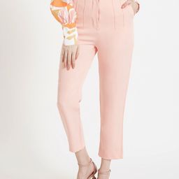 AMSWAN Women Smart Skinny Fit High-Rise Pleated Trousers-image-47