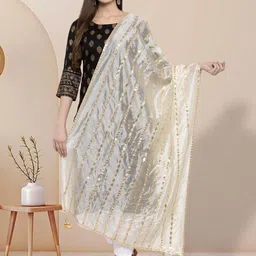 Moda Rapido Striped Leheriya Dupatta with Gotta Patti-30