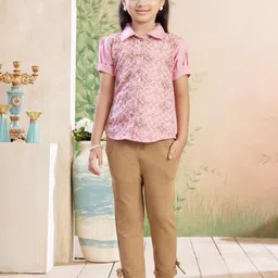 Muhuratam Girls Pink Pure Cotton Clothing Set-picture-38