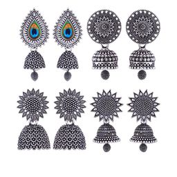 Sangria 4 Peacock Shaped Jhumkas Earrings-image-80