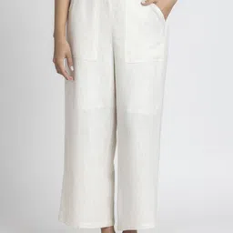 SHAYE Women High-Rise Solid Wide Leg Casual Trouser-image-20