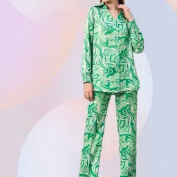 all about you Marble Printed Shirt & Trousers Co-Ord Set-image-94