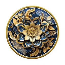 RANDOM Gold Toned & Blue Printed Contemporary Analogue Round Wall Clock-image-86