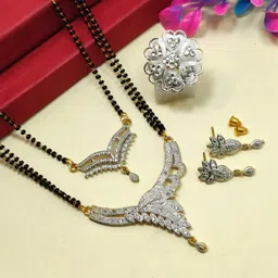 Divyanshi Collection Pack of 4 Brass Silver Jewellery Set-image-19