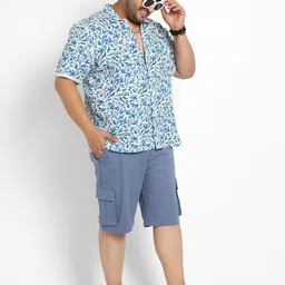 Instafab Plus Men Comfort Fit Foliage Strokes Printed Casual Plus Size Shirt-60