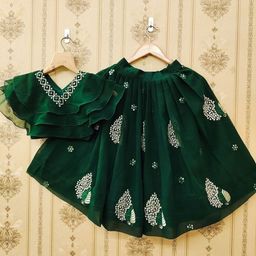 DHRUV CREATION Girls Embellished Tie and Dye Ready to Wear Lehenga & Blouse-13