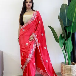 Anouk Floral Embroidered Beads and Stones Saree-picture-19