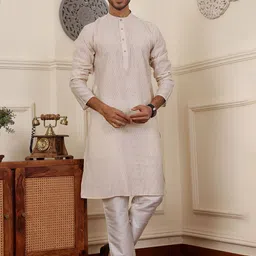 Rawayi Men Geometric Printed Thread Work Kurta-picture-17