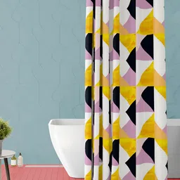 ArtzFolio White & Yellow Printed Waterproof Shower Curtain-image-100
