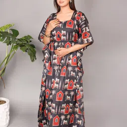 MOTHERHOOD BY SNEHAL Ethnic Motifs Print Maternity Kaftan Maxi Dress-picture-38