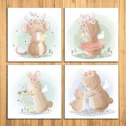 Wens Sparkle Laminated Wall Panel Bunny Print Multicolor - Pack of 4-image-36