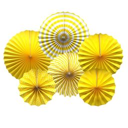 Shopperskart Paper Fans For Party Wall Decoration Yellow - Pack of 6-image-58
