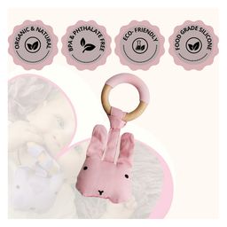 Little Rawr Wood Plush Rattle Teether Toy- Rabbit-14