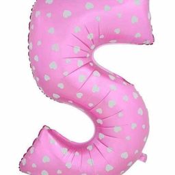 Amfin Number Five 17 Inches Foil Balloon Heart Print- Pink-image-27