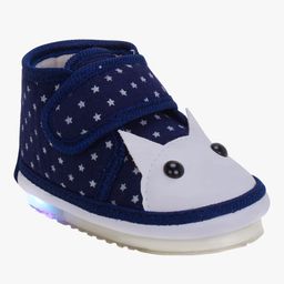 Chiu Dots Print LED Booties With Chu Chu Musical Sound - Navy Blue-image-91