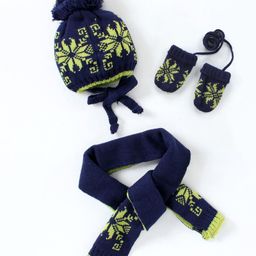 Babyhug Woollen Cap with Muffler Navy Blue - Diameter 7 cm-image-100