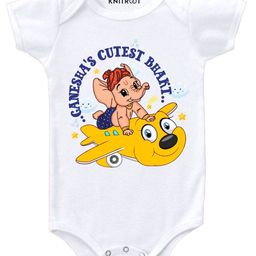 KNITROOT Half Sleeves Cutest Bhakt Print Onesie  - White-image-82