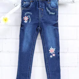 ToffyHouse Full Length Jeans Floral Embroidery - Blue-picture-10
