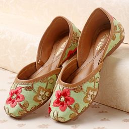 Pine Kids Mojaris Floral Embroidery - Green (Flower colour may vary)-picture-24