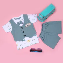 V-Mart Boys Conversational Printed Pure Cotton T-shirt With Shorts-picture-12