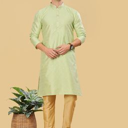 Anouk Men Ethnic Motifs Printed Regular Dupion Silk Kurta with Pyjamas-1