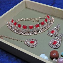 VATSALYA creation Rose Gold-Plated Artificial Stones Alloy Jewellery Set-image-50