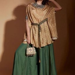 STADO Printed kaftan Divided Skirt Set with Belt-picture-22