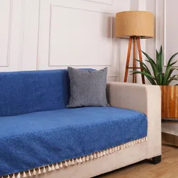 STITCHNEST 1 Seater Blue Chenille Seat Cover-image-13