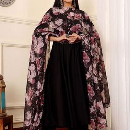 KERI PERRY Womens Floral Printed Dupatta With Round Neck Kurta & Palazzos Set-image-63