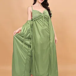 NIGHT KEYS Women Satin Maxi Nightdress-image-3