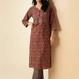 GULMEHAK Women Floral Printed Daily Cotton A-Line Kurta-picture-8