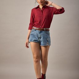 The Roadster Lifestyle Co Shirt Style Collared Top-image-46