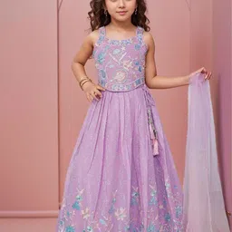 Lagorii Girls Embroidered Sequinned Ready to Wear Lehenga & Blouse With Dupatta-44