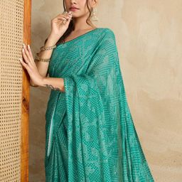 Mitera Floral Zari Pure Chiffon Saree-image-36