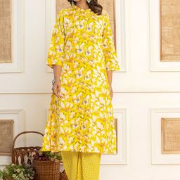 HOUSE OF MORA Women Floral Printed Regular Pure Cotton Kurta with Palazzos-picture-42