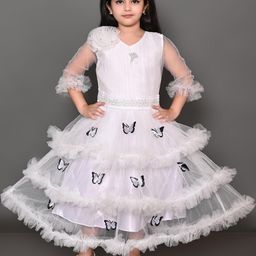 Zenat White Polyester Dresses-14