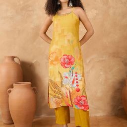 Varanga Floral Printed Beads & Stones Kurta With Trousers & Dupatta-picture-14