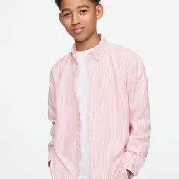 GAP Boys Striped Relaxed-Fit Button-Down Collar Oxford Shirt-picture-32