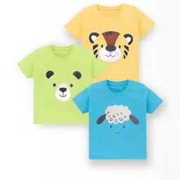 Hexacraft Kids Multi Colored 3 Half Sleeve Tshirt Combo Printed T-shirt-0